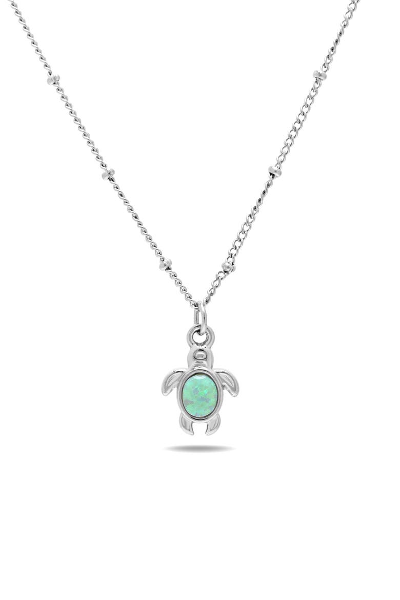 Opal Turtle Necklace, Main, color, Silver