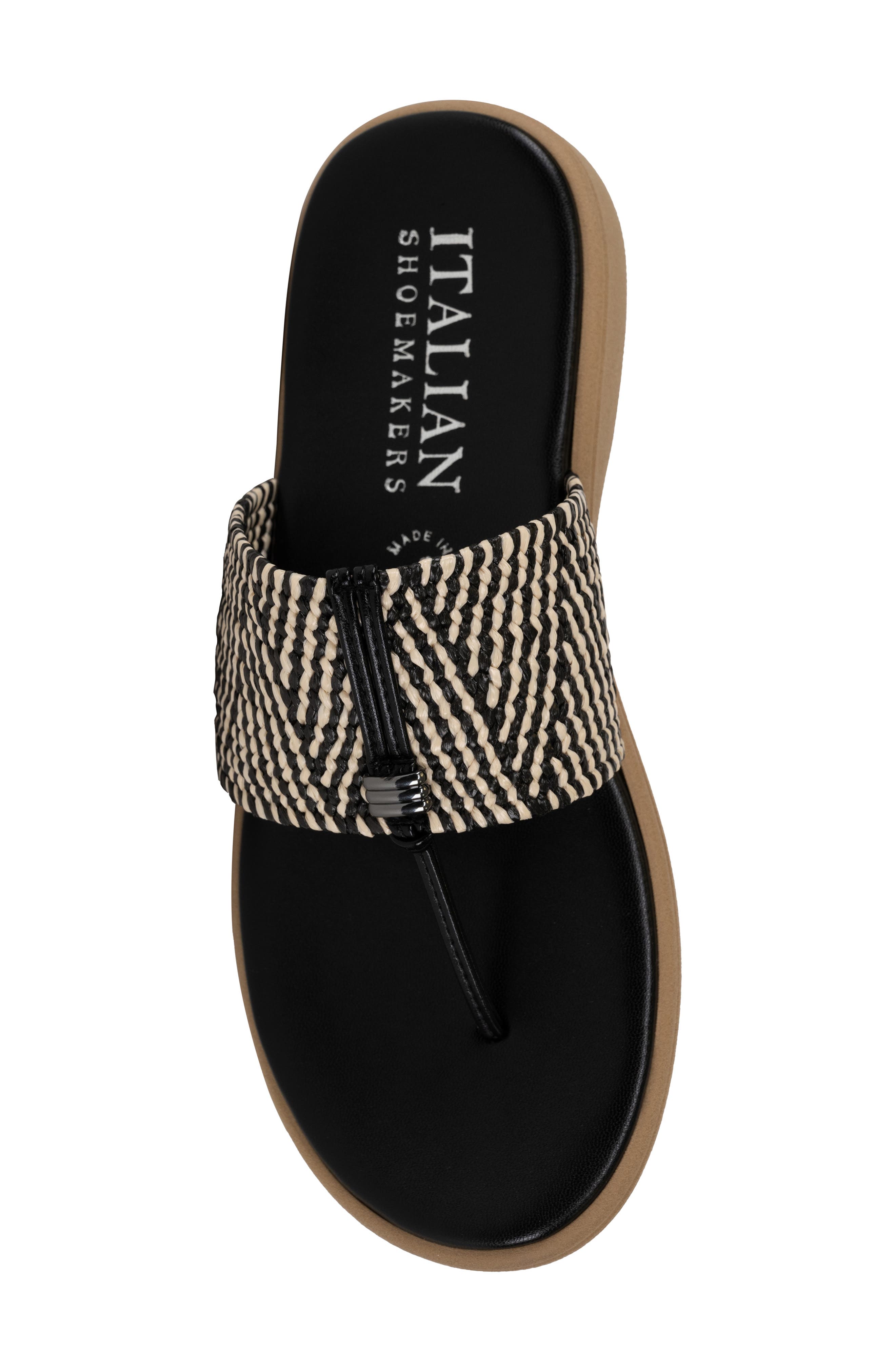 ITALIAN SHOEMAKERS Rylah Chevron Sandal, Alternate, color, Black/ Naural