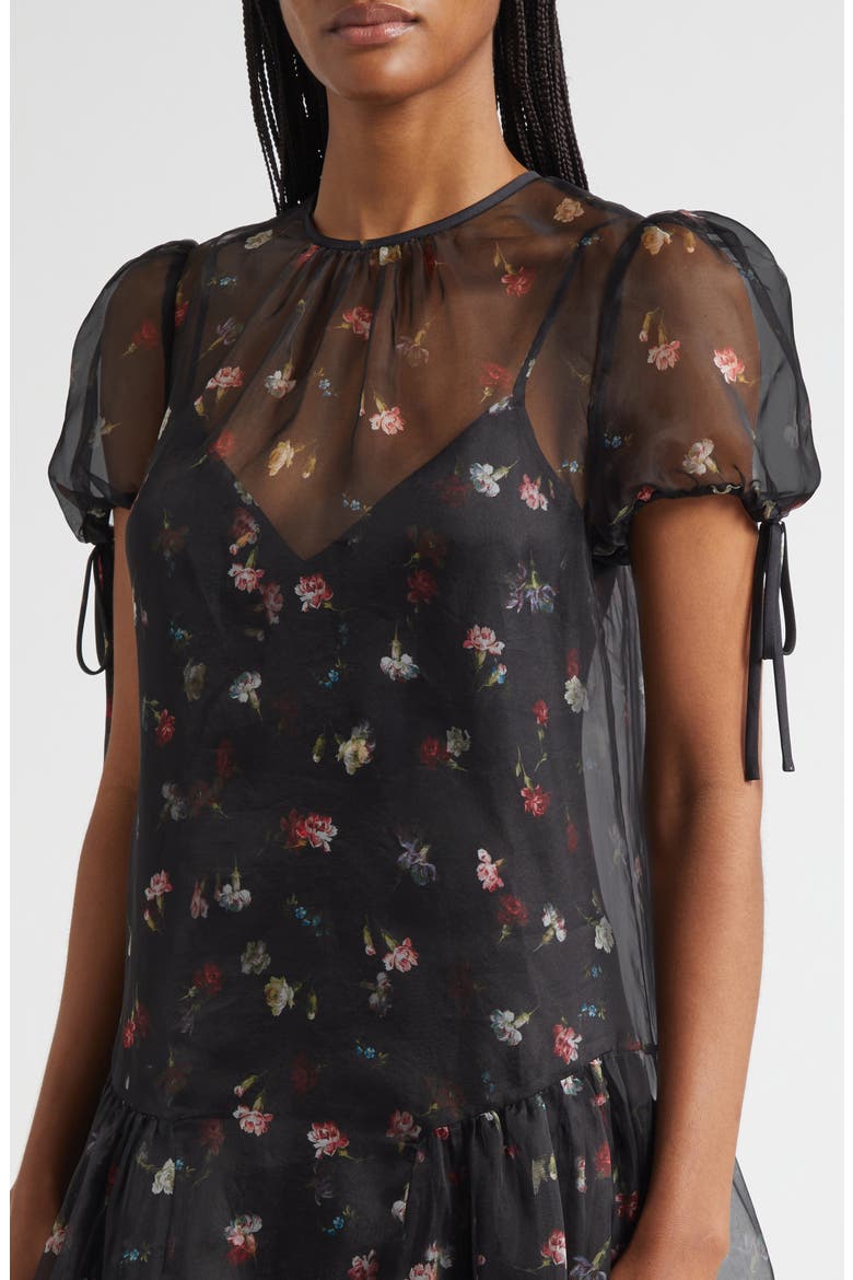 Kaida Tumbling Carnation Dress, Alternate, color, BLACK MULTI