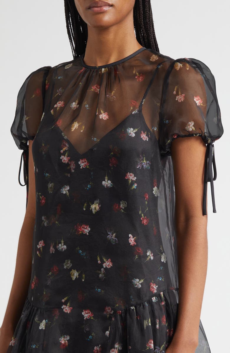 Cinq à Sept Kaida Tumbling Carnation Dress, Alternate, color, Black Multi