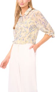 Halogen® Floral Print Woven Shirt