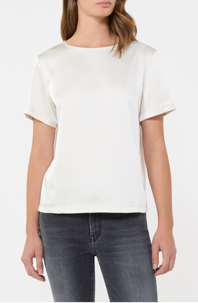 Weekend Max Mara Zona Mixed Media Cotton & Silk T-Shirt, Main, color, Ecru