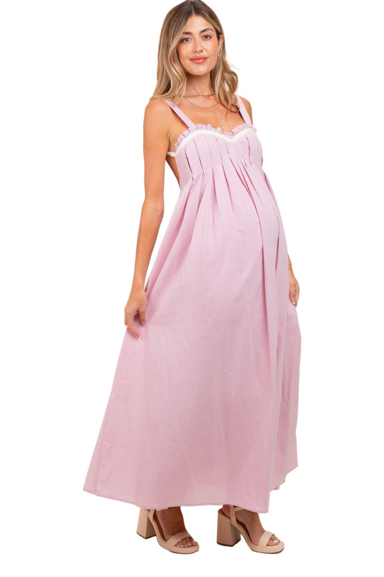Sweetheart Neckline Open Back Maxi Dress, Alternate, color, Light Pink