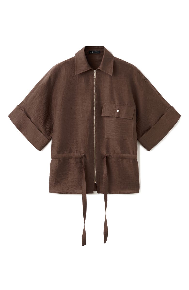 MANGO Belted Zip-Front Shirt, Main, color,