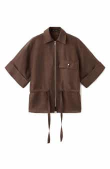 Belted Zip-Front Shirt