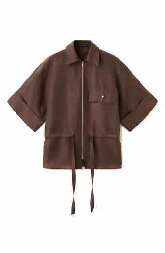Belted Zip-Front Shirt