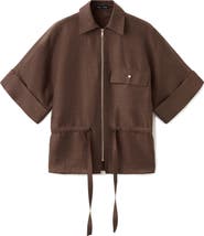 MANGO Belted Zip-Front Shirt