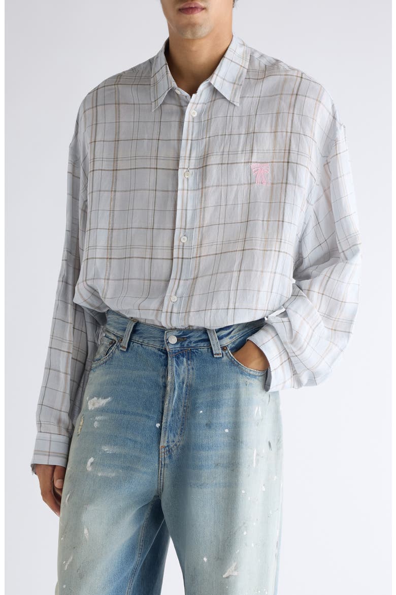 Setar Plaid Button-Up Shirt, Main, color, GREY/ PINK