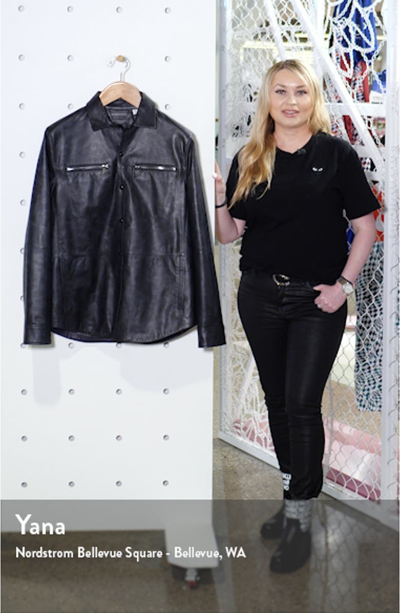 Gable Regular Fit Embossed Leather Shirt Jacket, sales video thumbnail