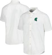 Tommy Bahama Men's Tommy Bahama White Michigan State Spartans Coconut Point Palm Vista IslandZone Camp Button-Up Shirt