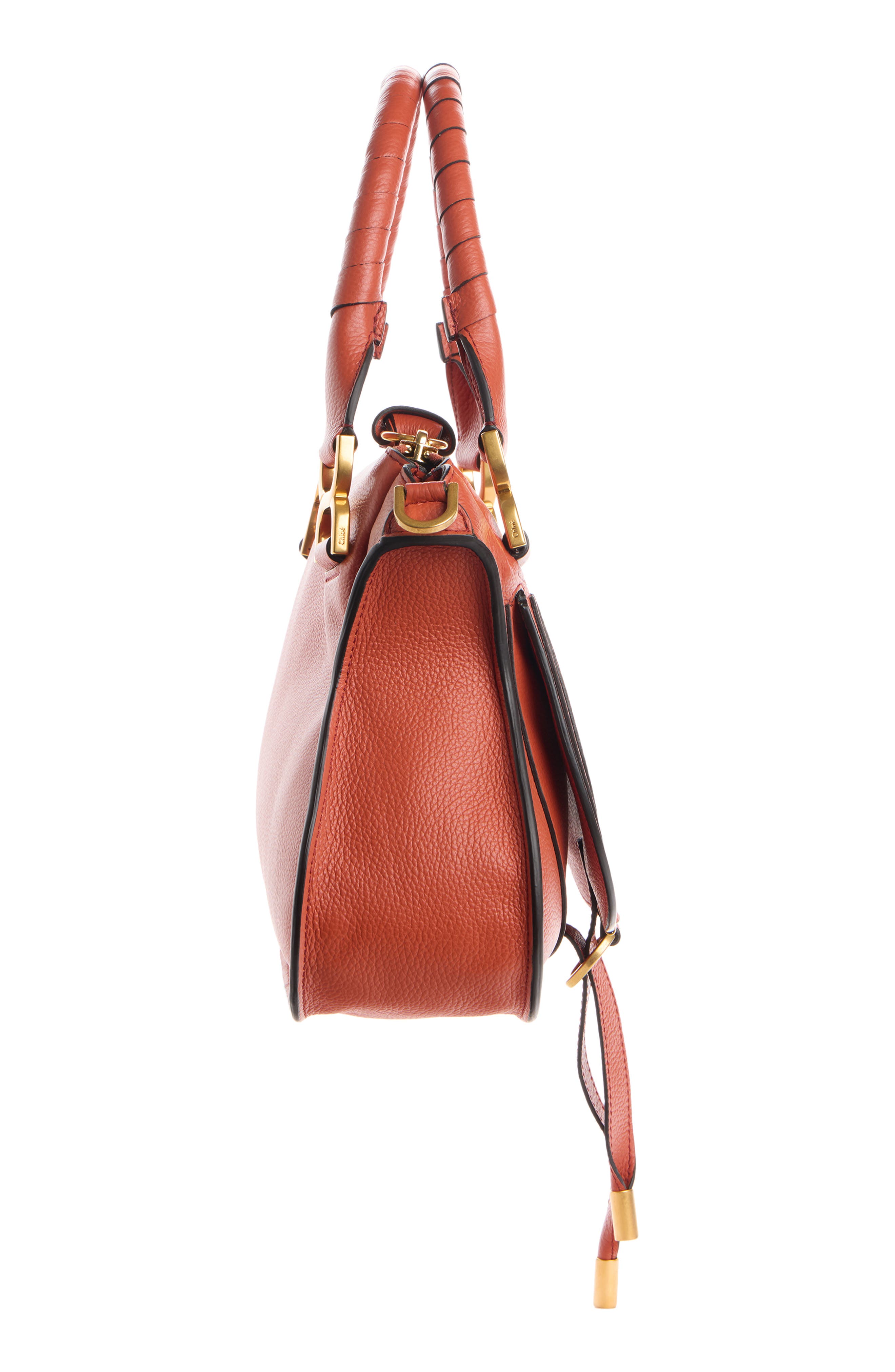 Chloé Small Marcie Leather Satchel, Alternate, color, Crimson Orange
