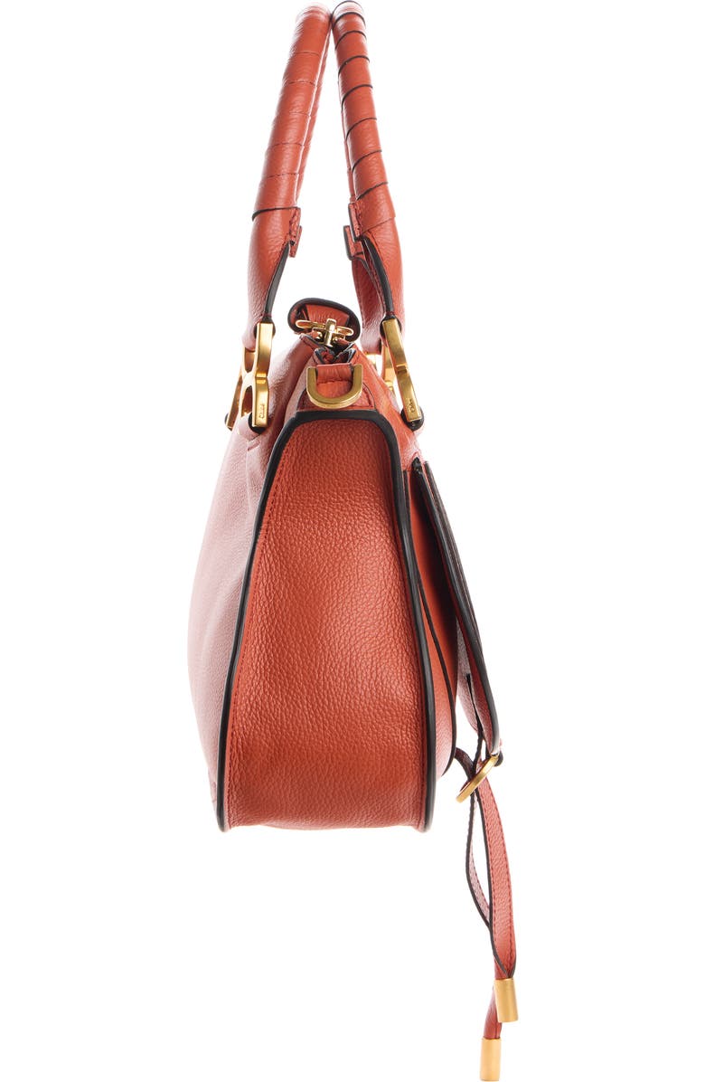 Chloé Small Marcie Leather Satchel, Alternate, color, Crimson Orange