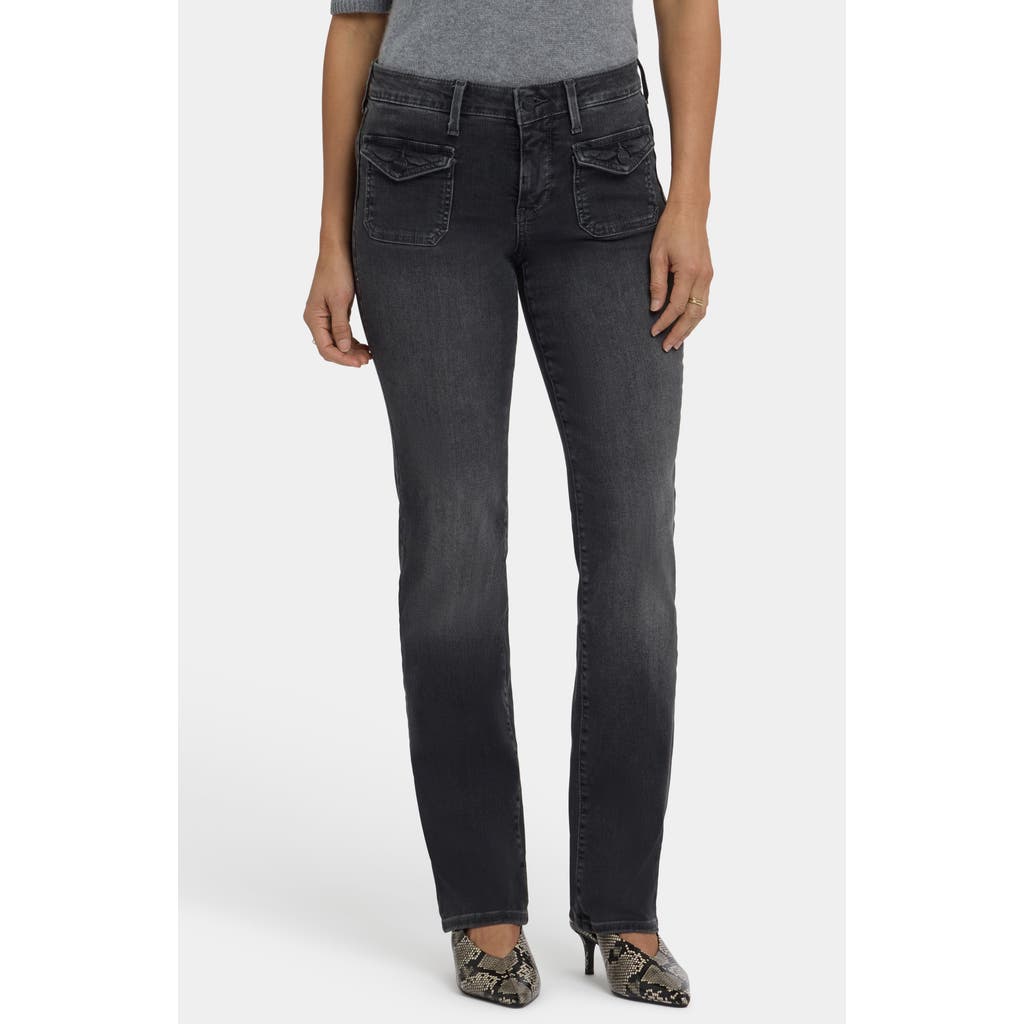 Nydj Marilyn Flap Pocket Straight Leg Jeans In Black