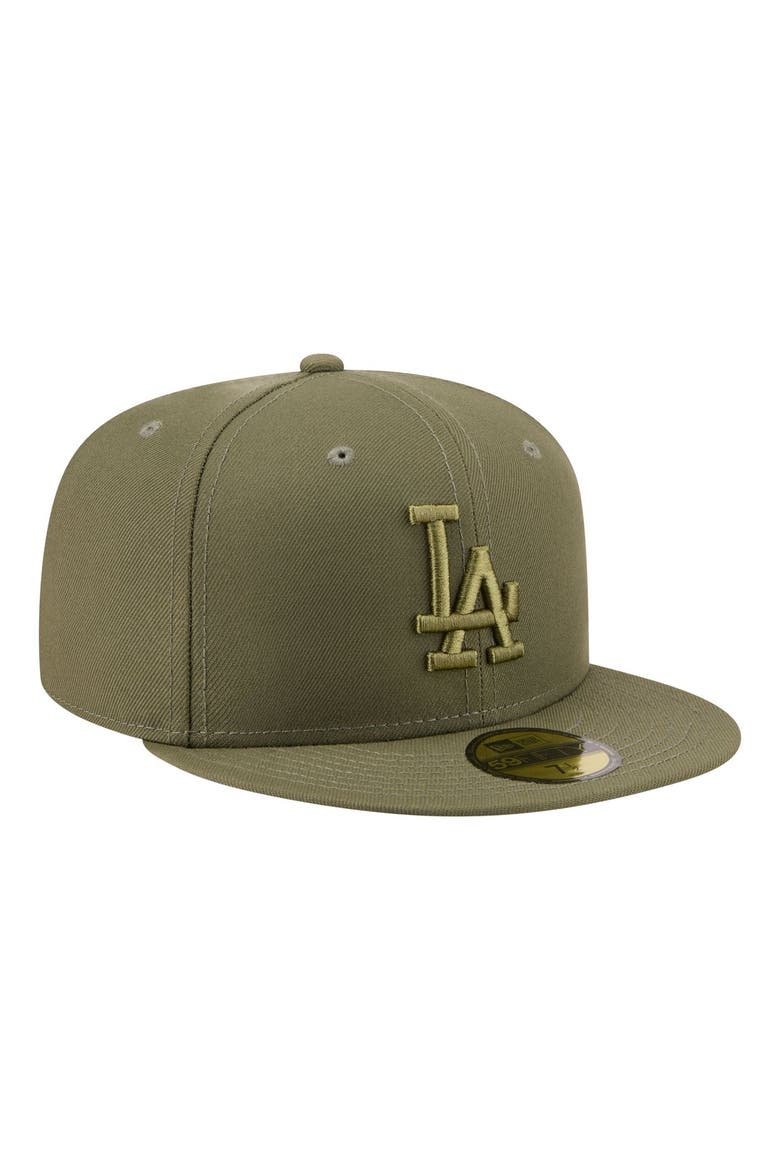 Men's New Era Olive Los Angeles Dodgers Color Pack 59FIFTY Fitted Hat, Alternate, color, Olive