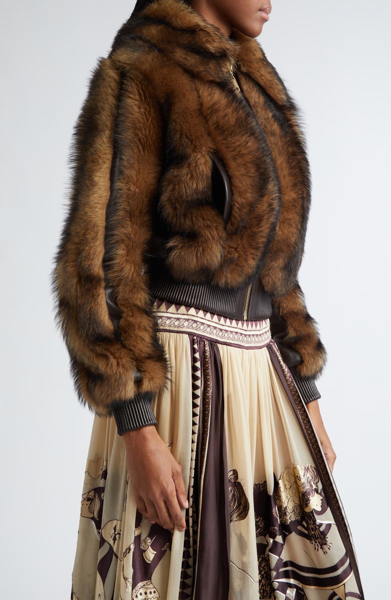 Zimmermann Illustration Genuine Shearling Bomber Jacket, Alternate, color, 