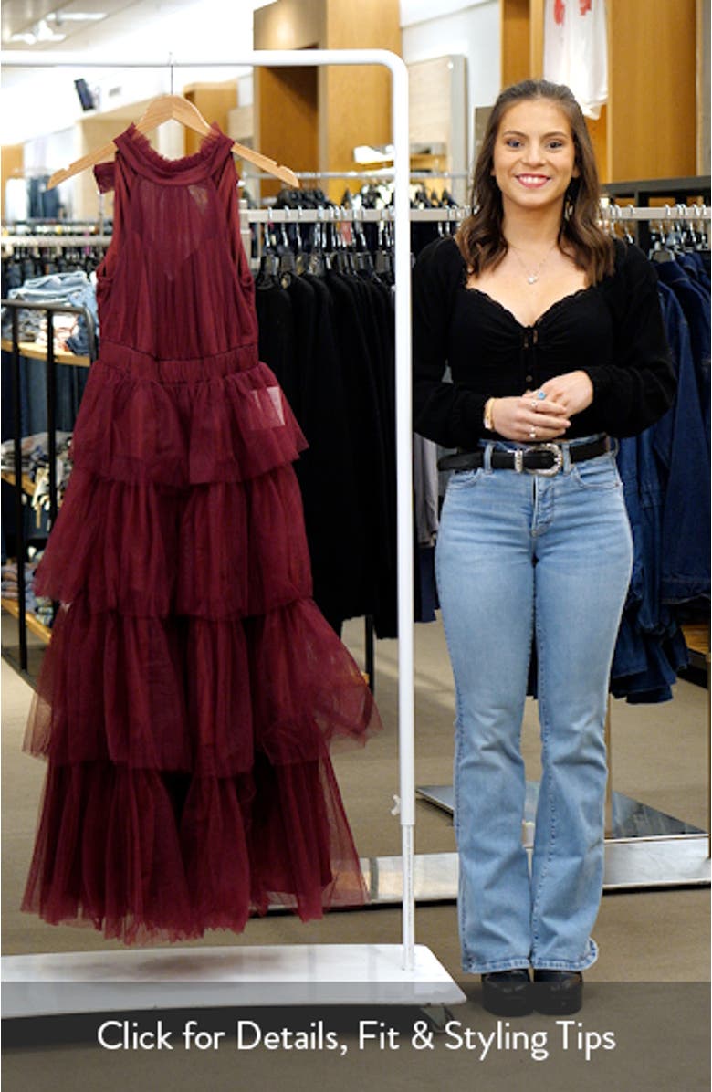 Frances Halter Neck Tiered Tulle Maxi Dress, sales video thumbnail