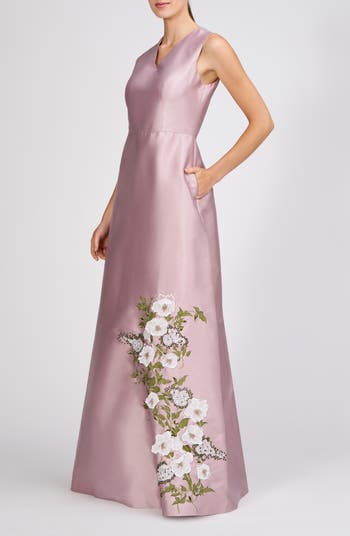 Aurelia Floral Sleeveless Taffeta Gown