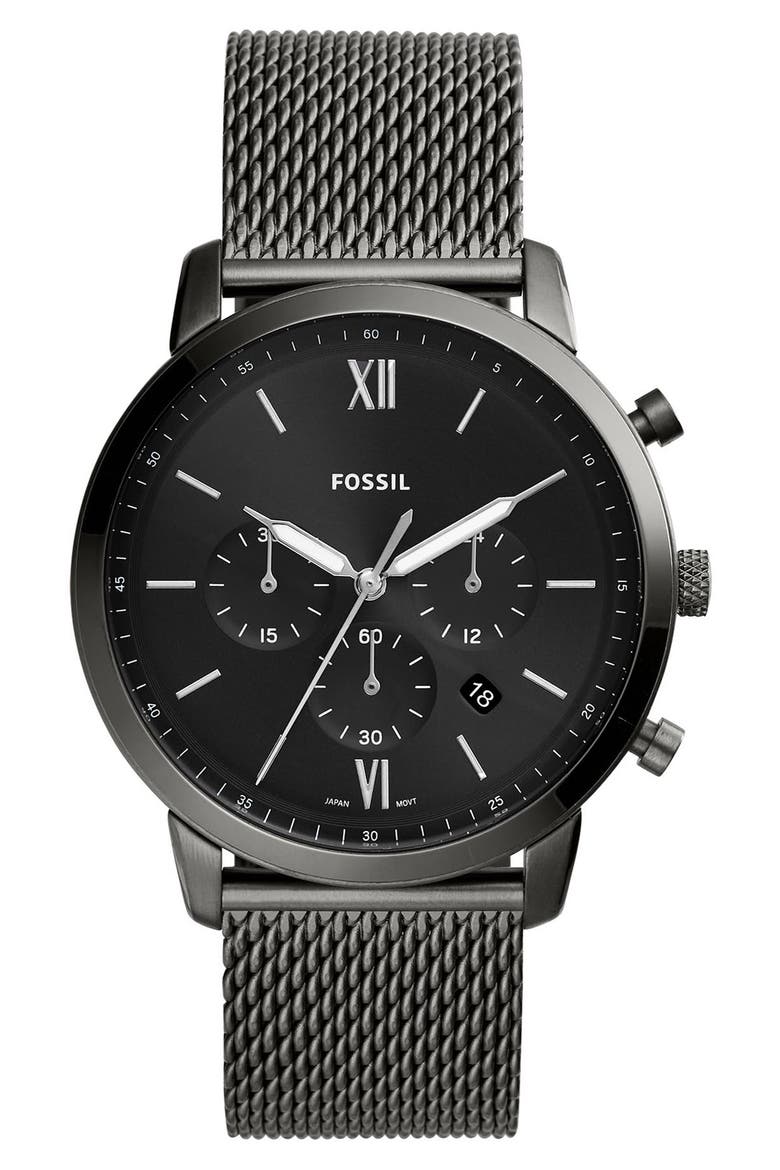 Neutra Mesh Strap Chronograph Watch, 44mm, Main, color, SMOKE