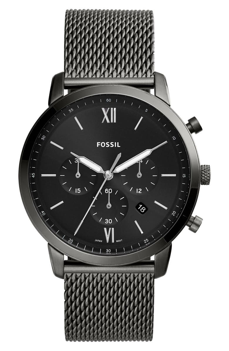 Fossil Neutra Mesh Strap Chronograph Watch, 44mm, Main, color,