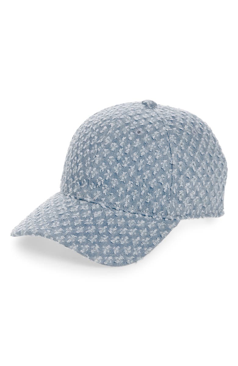 rag & bone Harlow Textured Denim Baseball Cap, Main, color, 