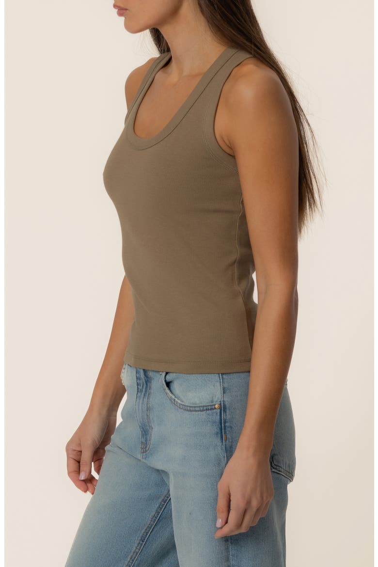 Anastasia Stretch Cotton Blend Rib Tank, Alternate, color, RUSSET