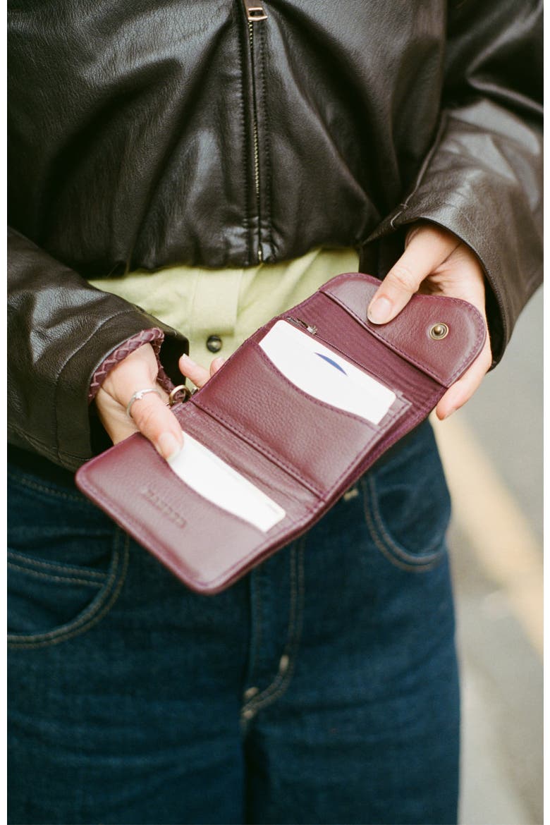 Leather Trifold Wallet, Alternate, color, Burgundy