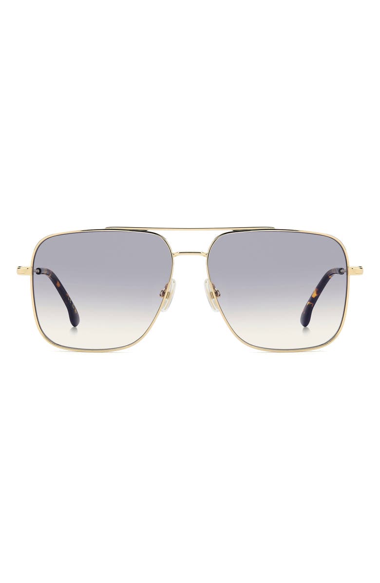 Victoria Beckham Navigator 57mm Aviator Sunglasses, Main, color, Gold/ Blue Sf Ar