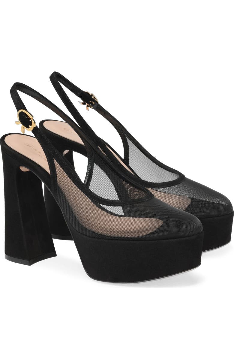 Gianvito Rossi Chopine Slingback, Alternate, color, Black Suede And Plexi