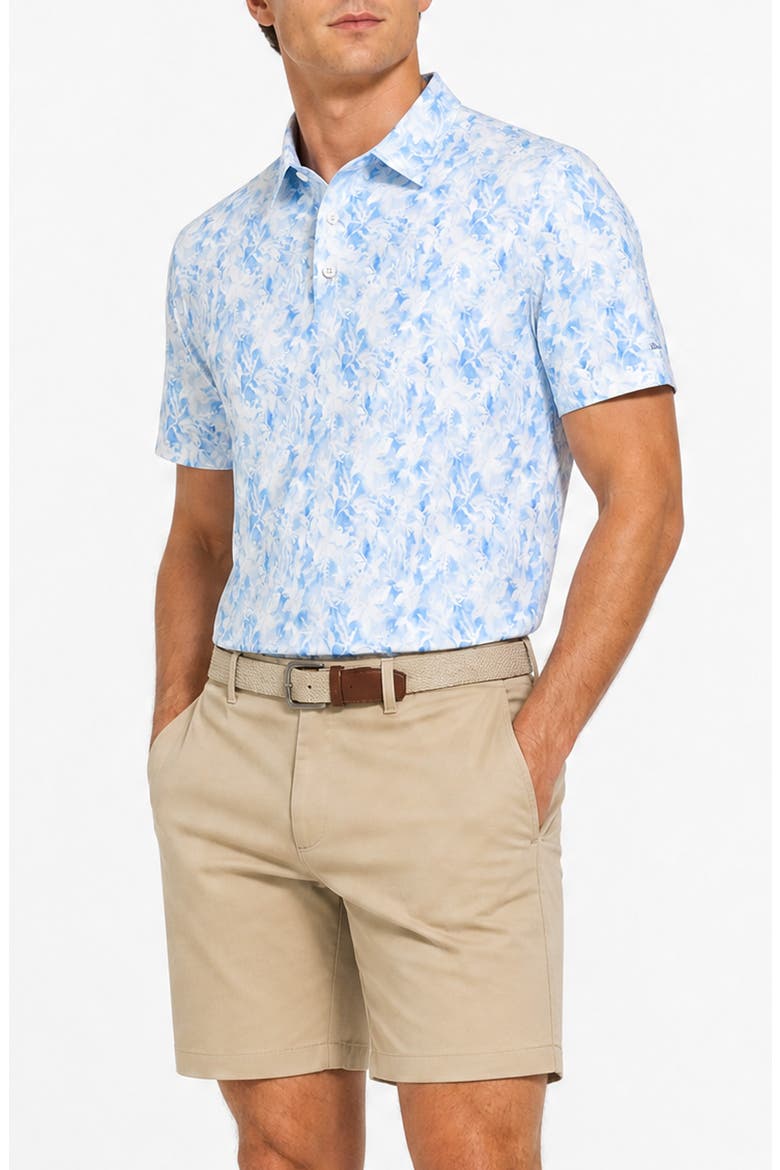 Watercolor Garden Tech Jersey Golf Polo, Alternate, color, LIGHT BLUE
