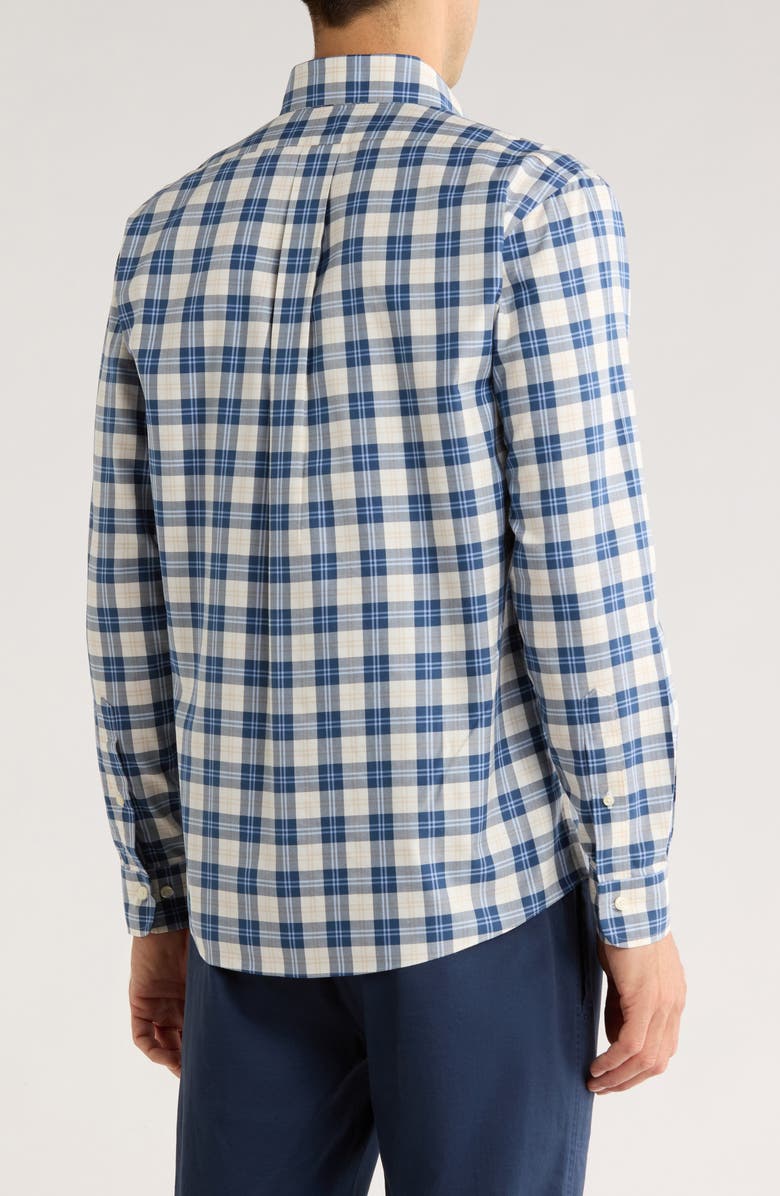 Brooks Brothers Non-Iron Regular Fit Cotton Button-Down Shirt, Alternate, color, Ivory Navy Plaid