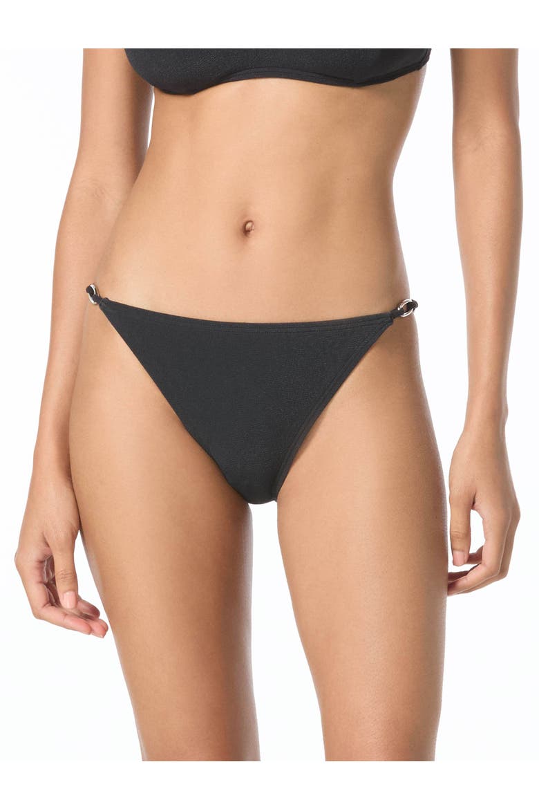 Oval Link Crepe Solids Bikini Swim Bottom, Main, color, Black