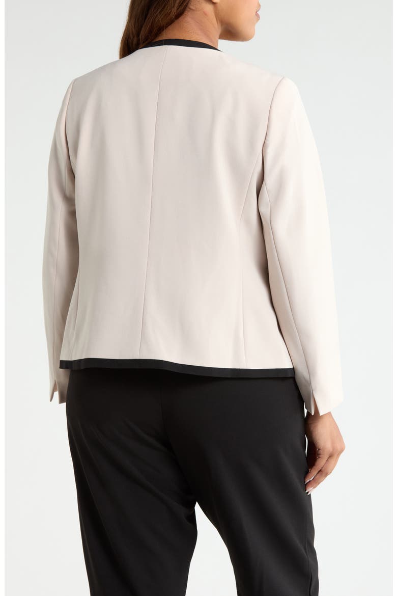 Framed Open Front Stretch Crepe Jacket, Alternate, color, PARCHMENT/ BLACK