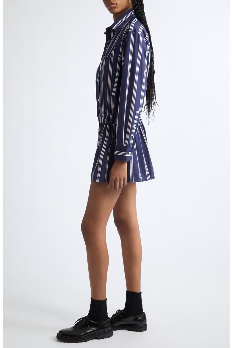 Stripe Long Sleeve Cotton Mini Shirtdress, Alternate, color, NAVY CANOPY