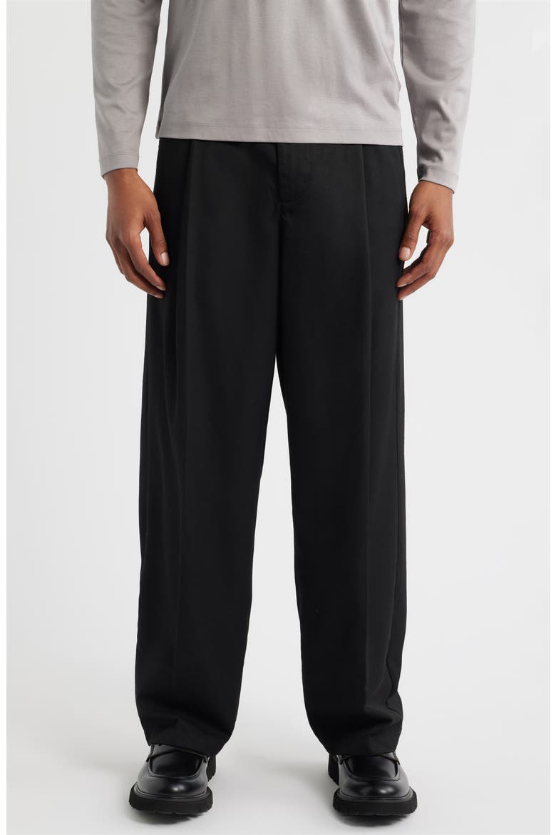 Otis Pleated Twill Pants, Main, color, BLACK