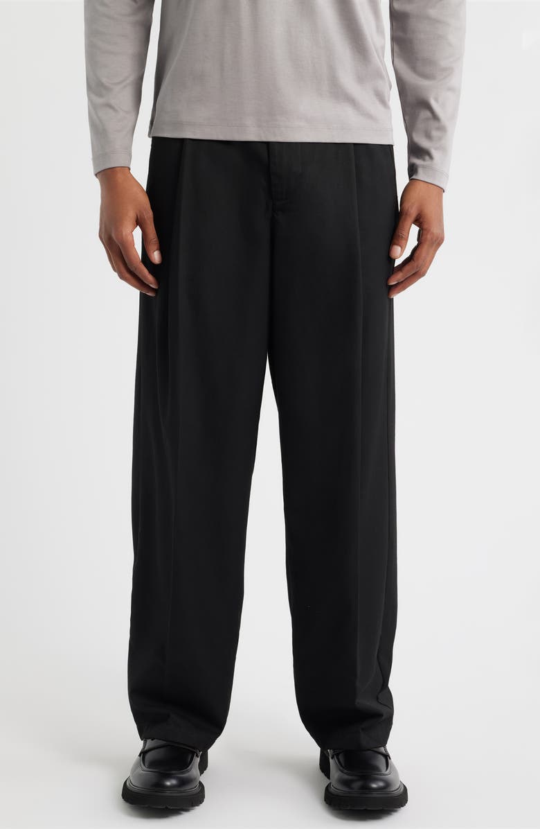 Obey Otis Pleated Twill Pants, Main, color, Black