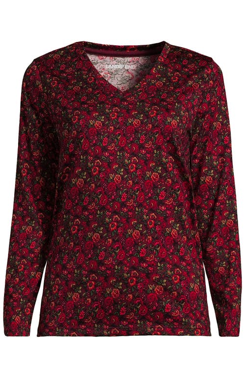 Lands' End Supima Cotton Long Sleeve V-neck T-shirt In Red