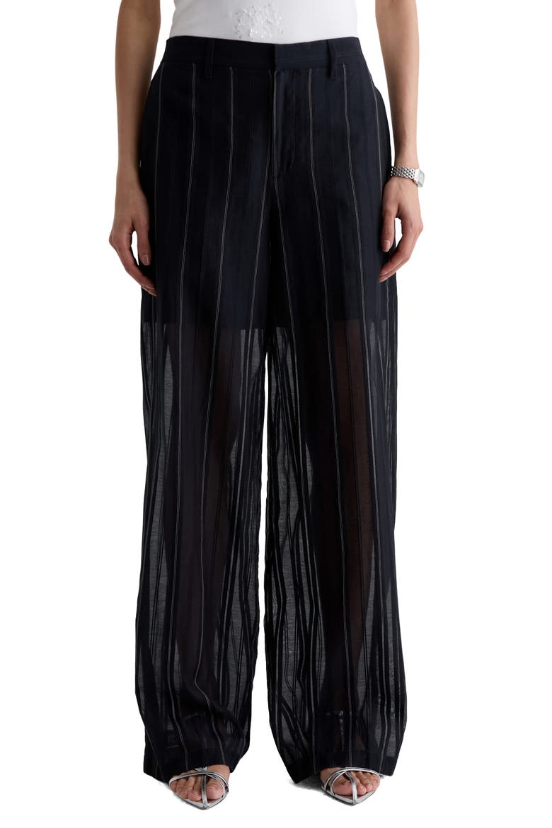 Anna Pinstripe Semisheer Wide Leg Cotton & Silk Pants, Main, color, DAY TO NIGHT
