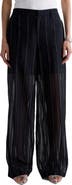 AG Anna Pinstripe Semisheer Wide Leg Cotton & Silk Pants