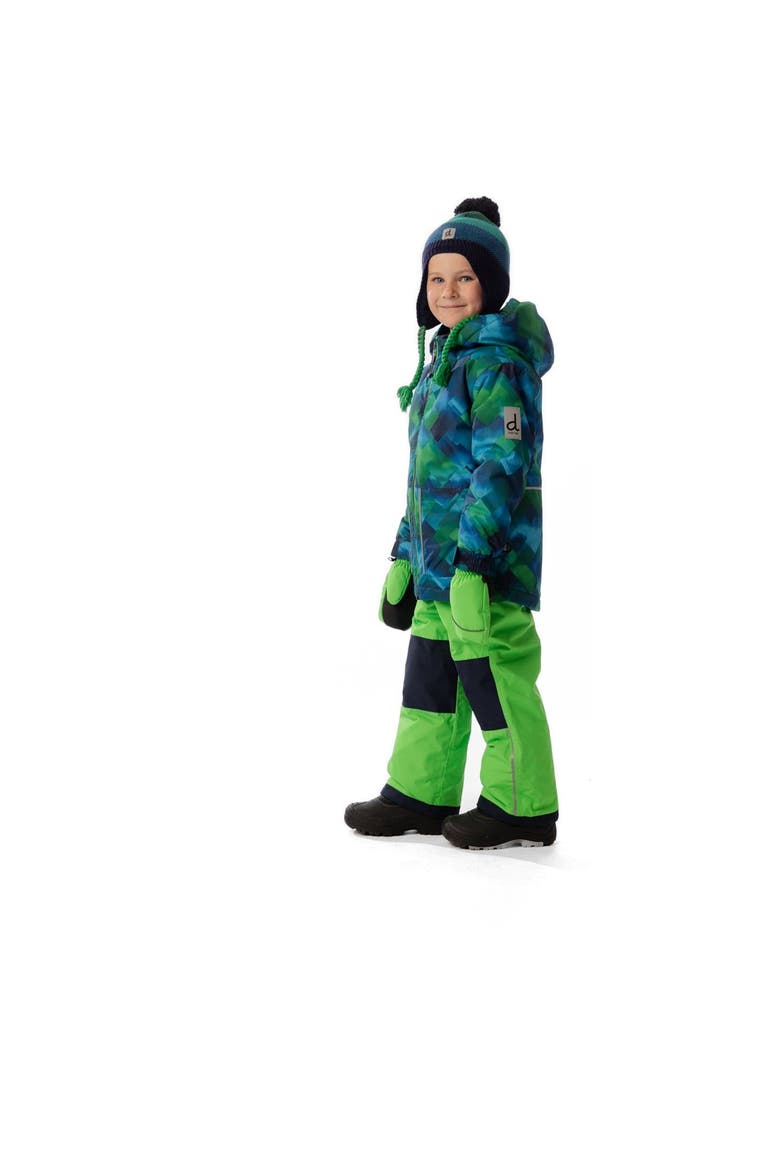 Checkered Lightweight Jacket & Foot Strap Pants Two Piece Snowsuit, Alternate, color, Blue and Green Checkered Print