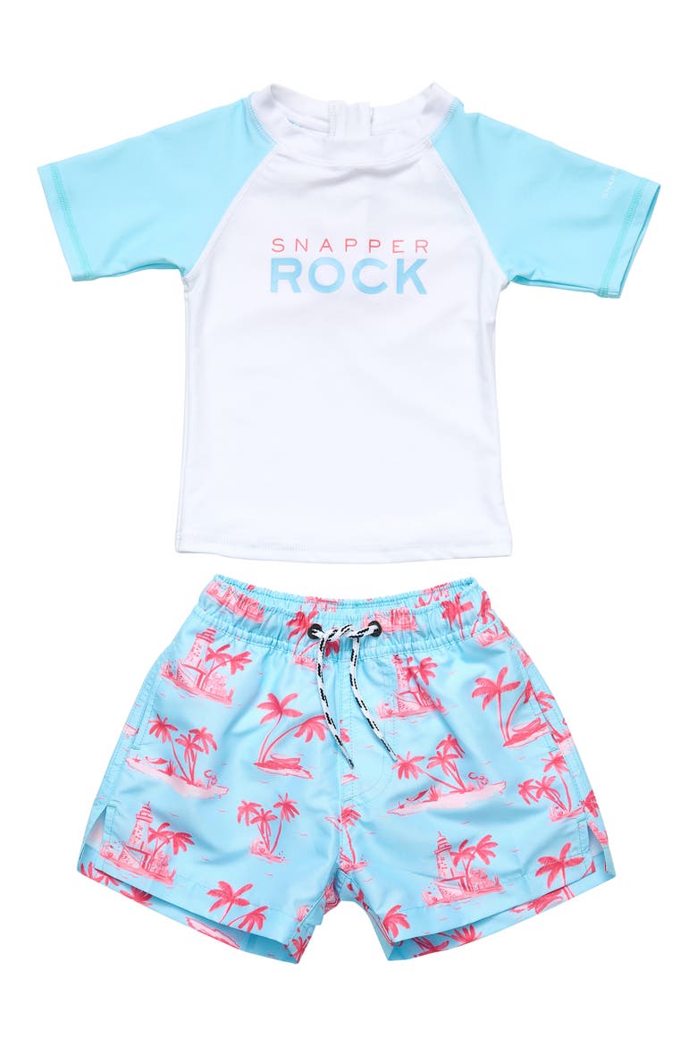 Kids' Lighthouse Island Two-Piece Rashguard Swimsuit, Main, color, BLUE