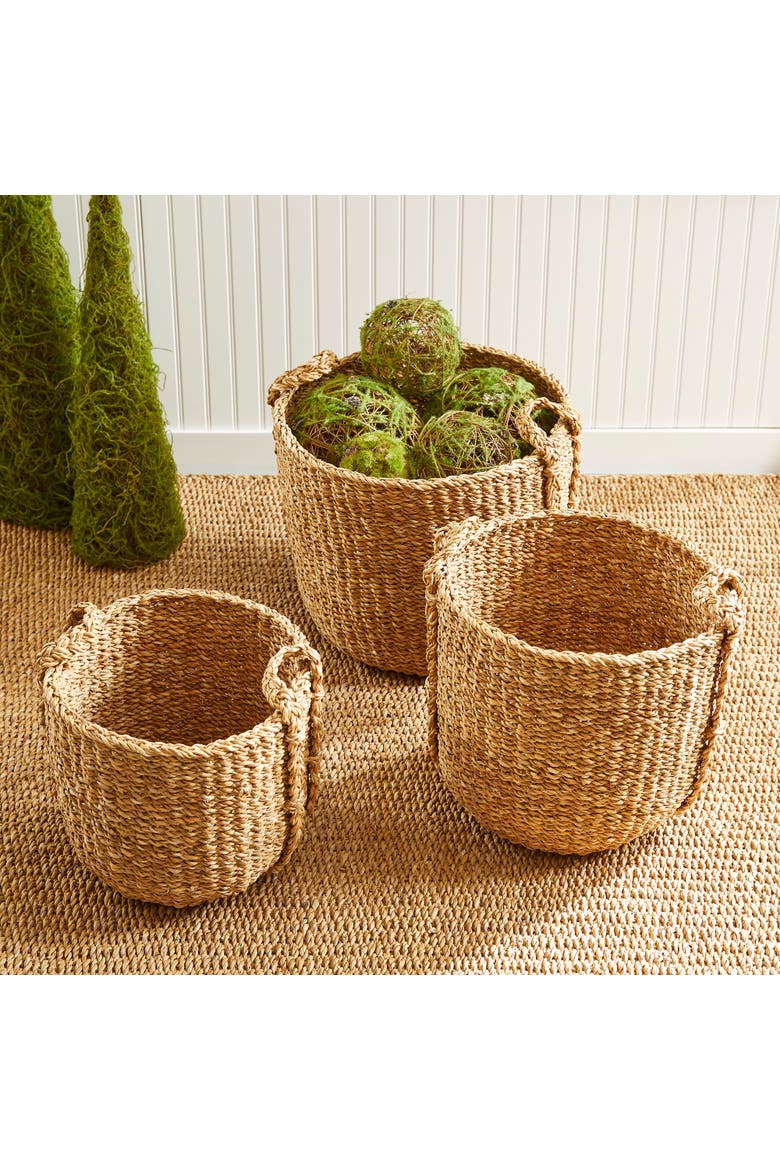 Seagrass Round Drum Baskets, Set Of 3, Alternate, color, Brown