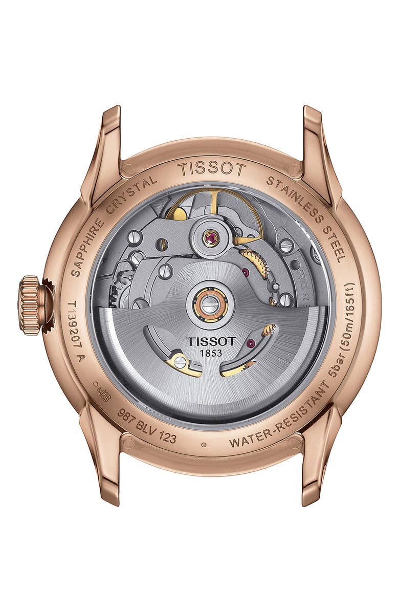 Tissot Chemin des Tourelles Powermatic 80 Leather Strap Watch, 34mm, Alternate, color, White