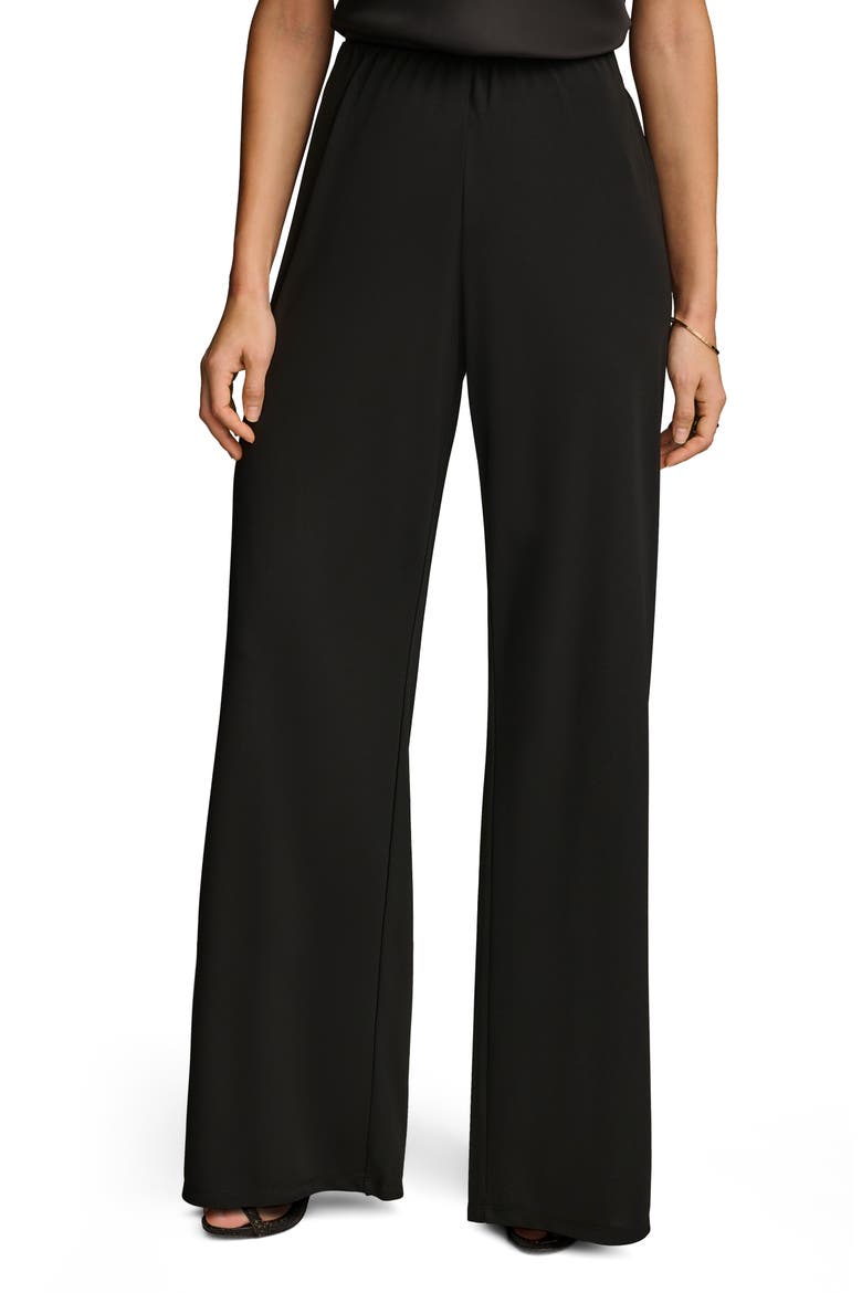 Flat Front Wide Leg Pants, Main, color, BLACK