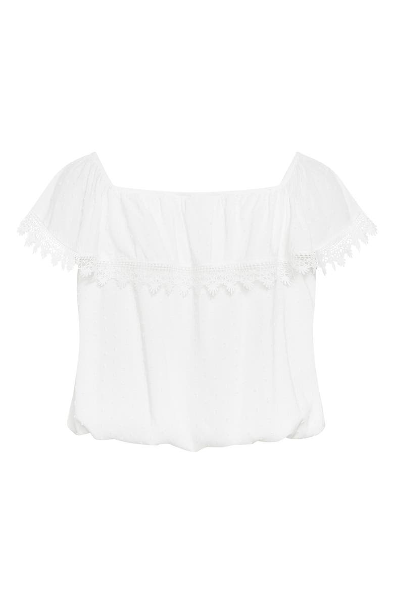 City Chic Sara Off the Shoulder Short Sleeve Top, Alternate, color, Ivory