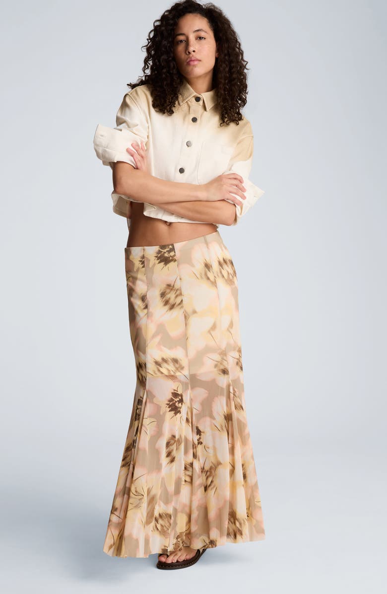 Kenneth Cole Midi Flare Godet Skirt, Alternate, color, Pastel Yellow Multi