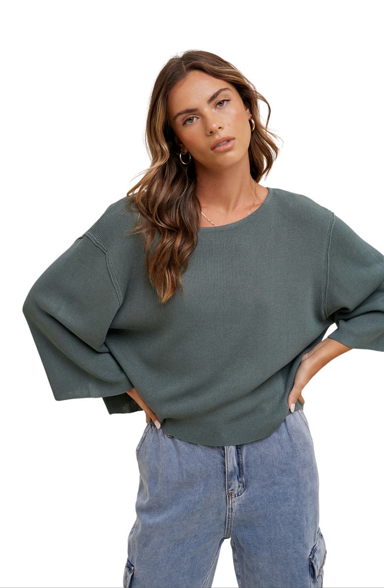 WISHLIST Fine Knit Pullover Sweater, Alternate, color, T. Green