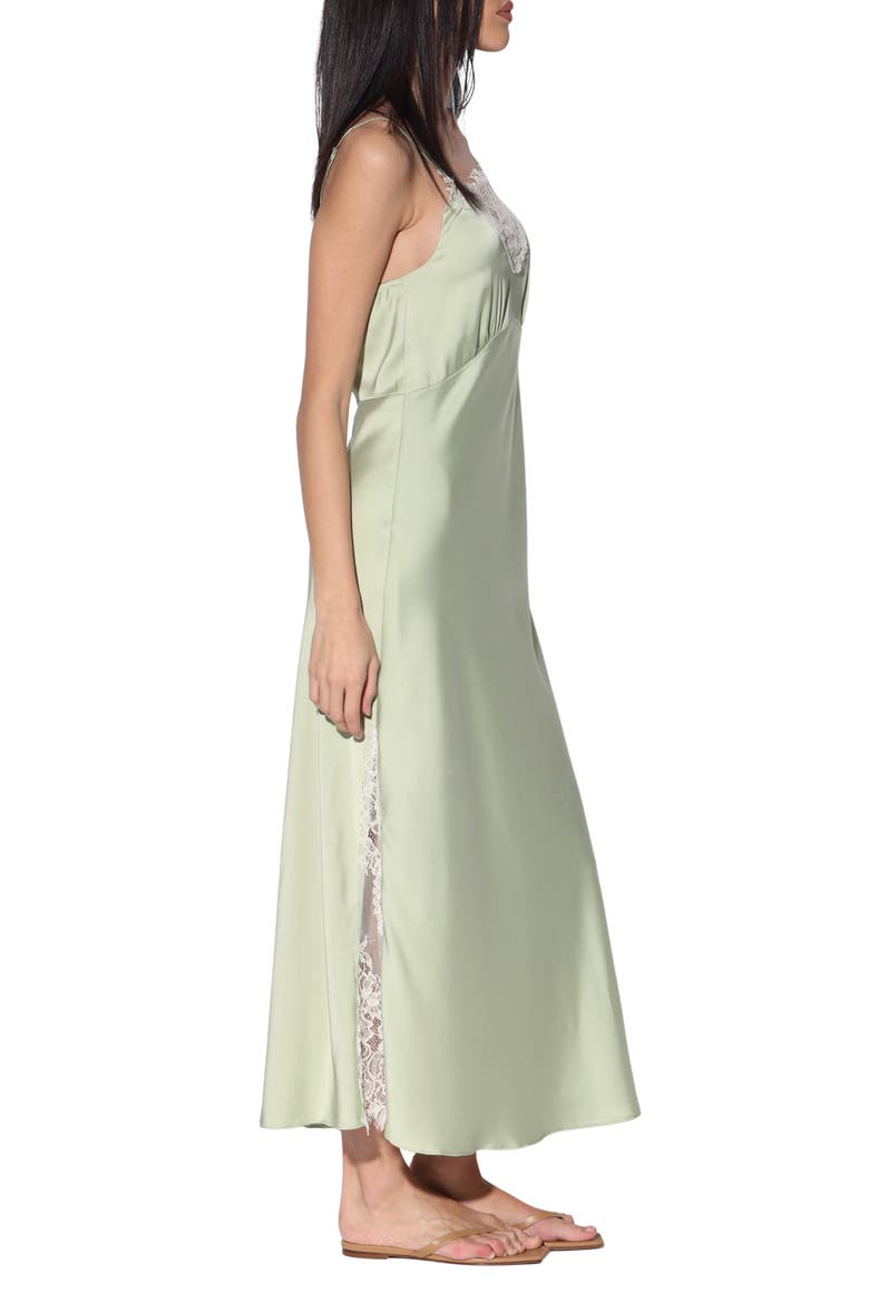 Cynthia Lace Trim Satin Slipdress, Alternate, color, KIWI