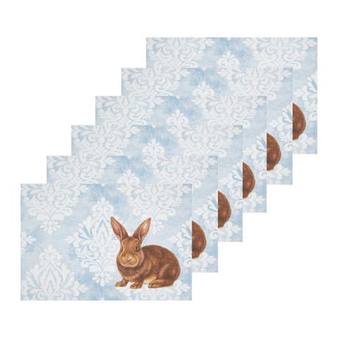 Damask Easter Bunny Rabbit Placemats Set of 6