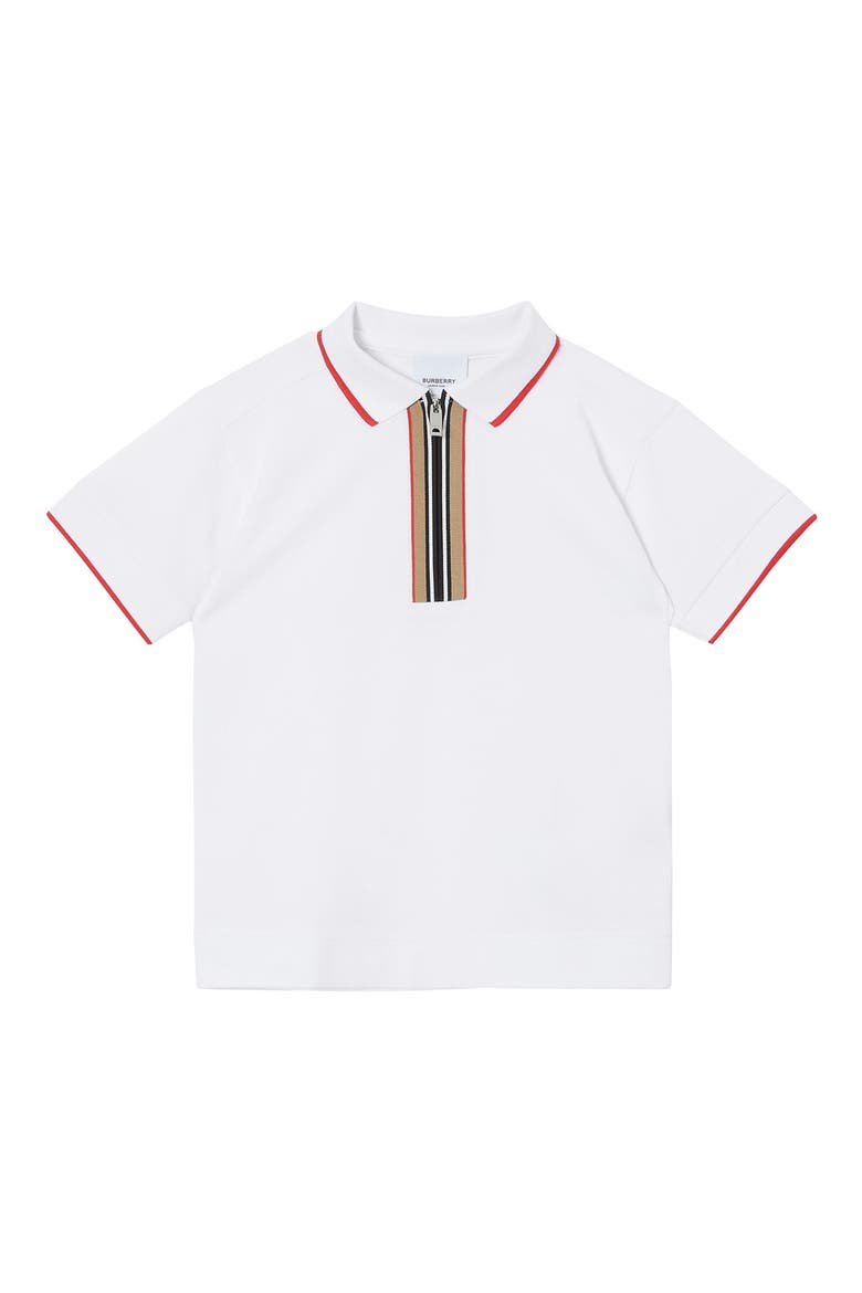Kids' Samuel Icon Stripe Zip Polo, Main, color, WHITE