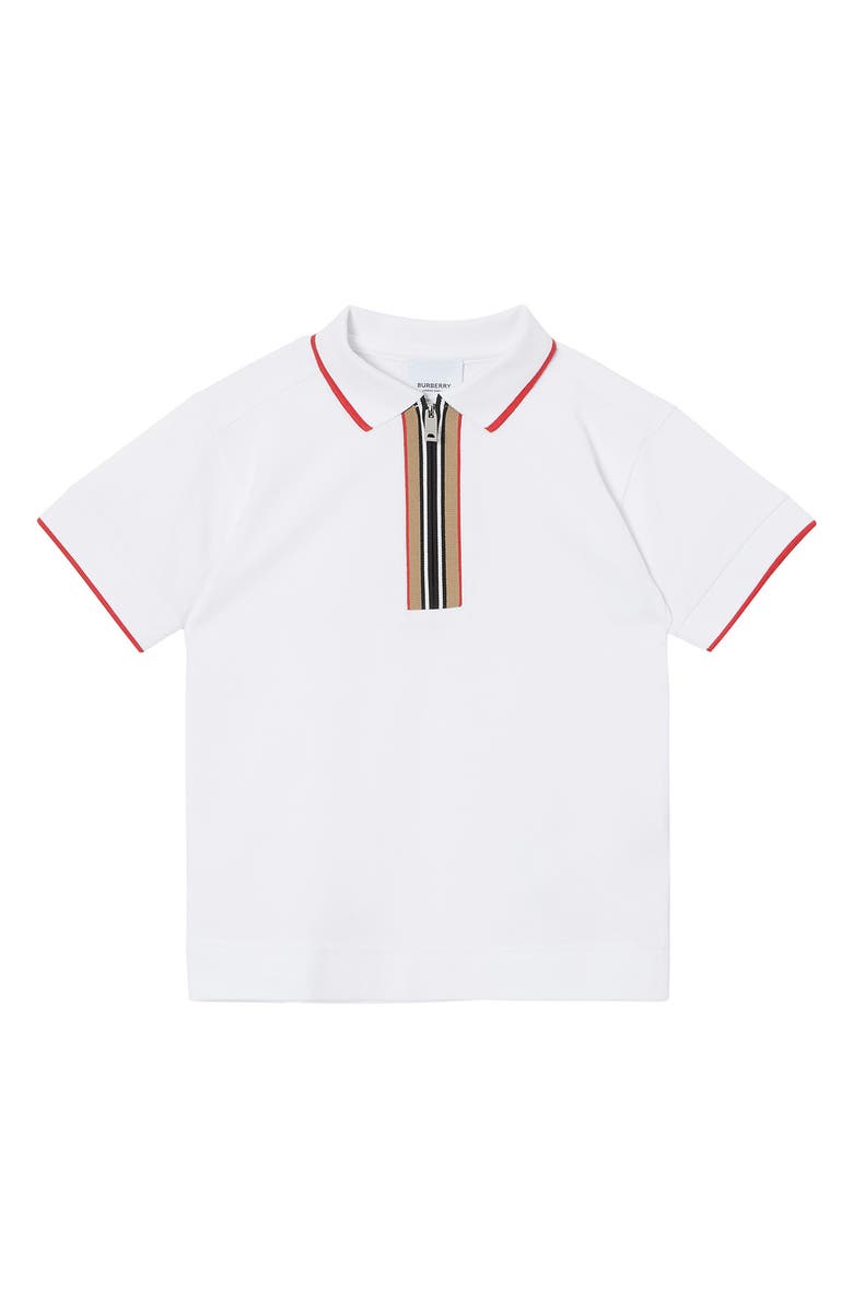 Burberry Kids' Samuel Icon Stripe Zip Polo, Main, color, 